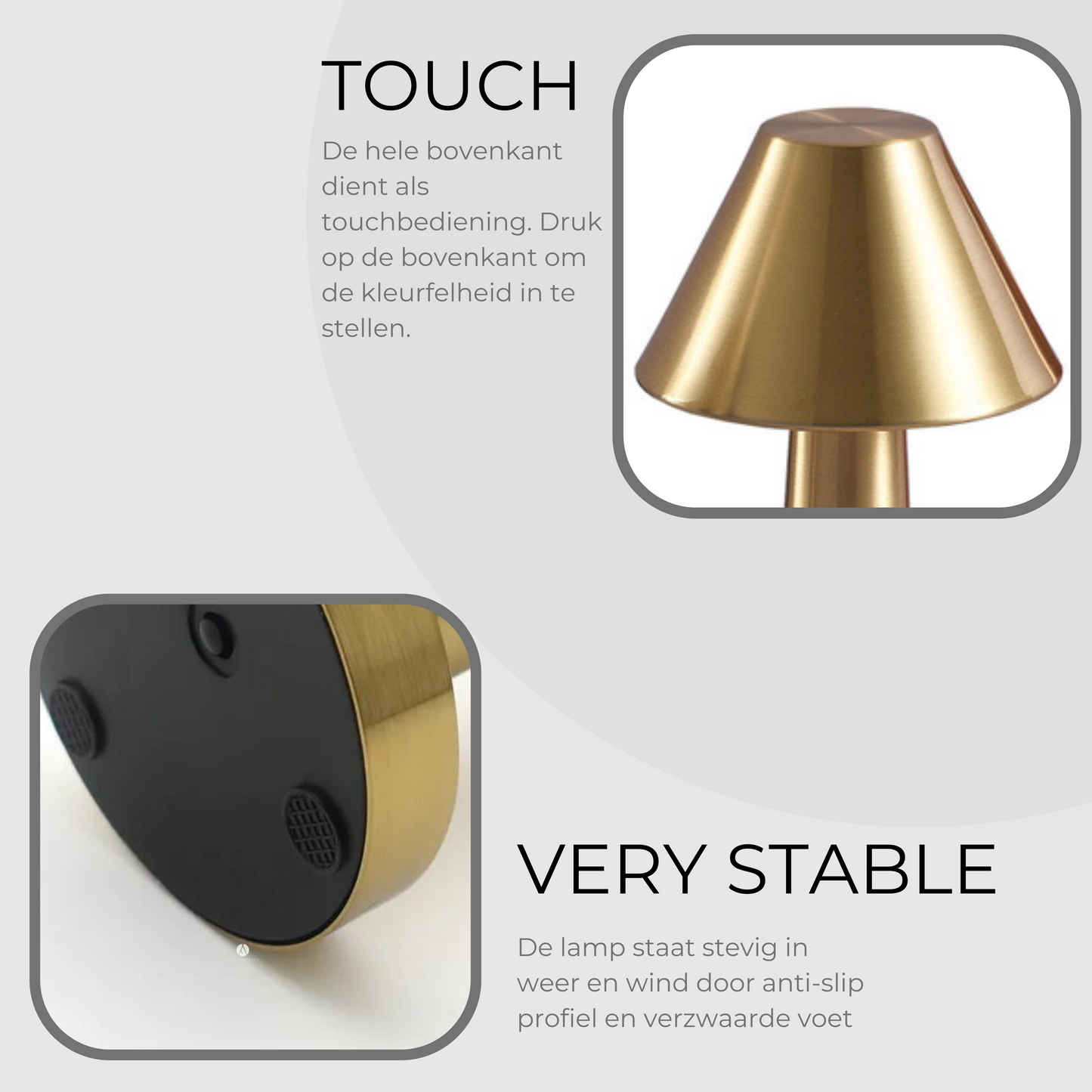 Fullambience Oplaadbare Tafellamp 3 Kleuren Licht Goud