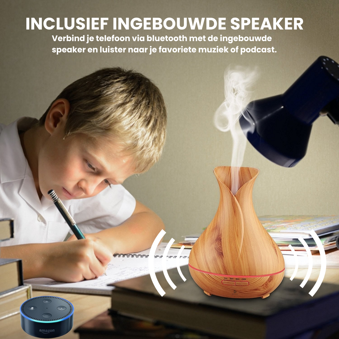 Recalma Aroma Diffuser 550 ML Incl. Bluetooth Speaker Lichtbruin