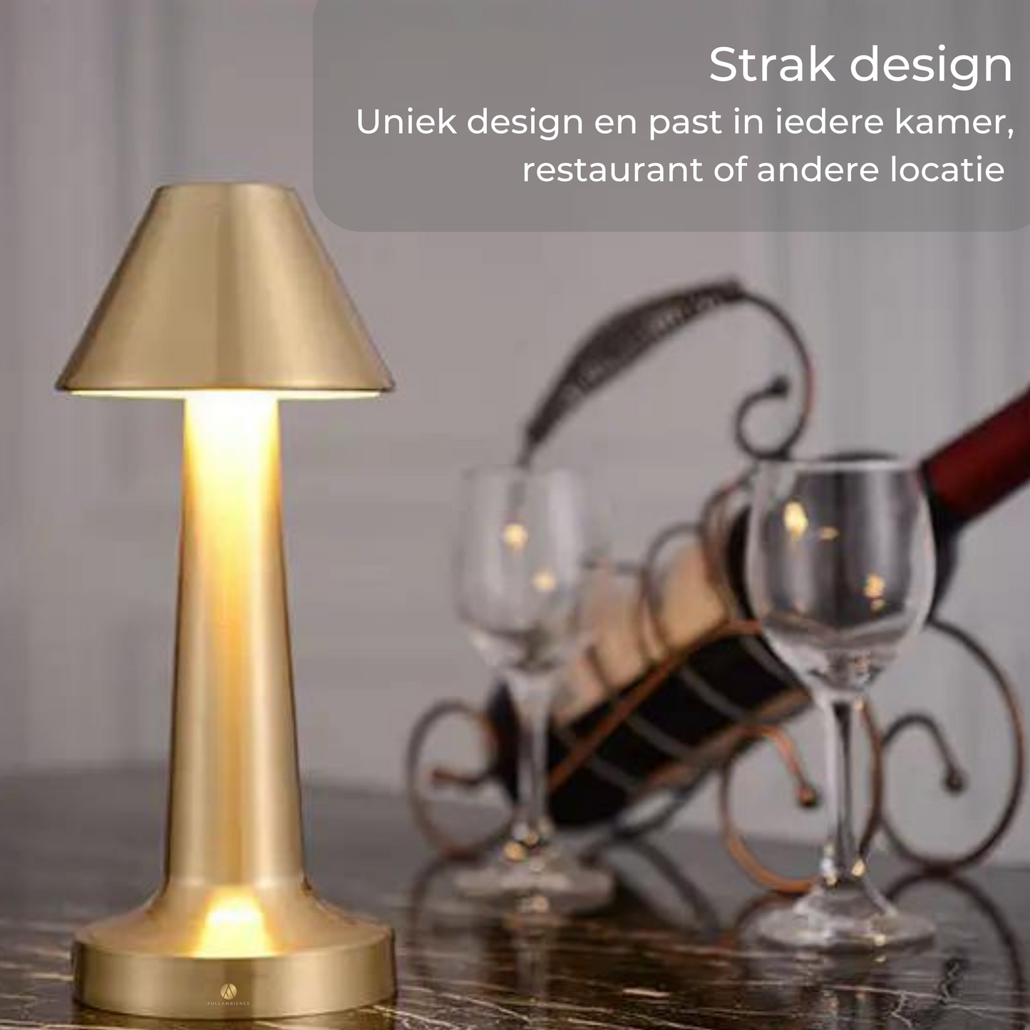 Fullambience Oplaadbare Tafellamp 3 Kleuren Licht Goud