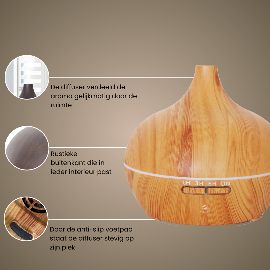 Recalma Aroma Diffuser 500 ML Lichtbruin