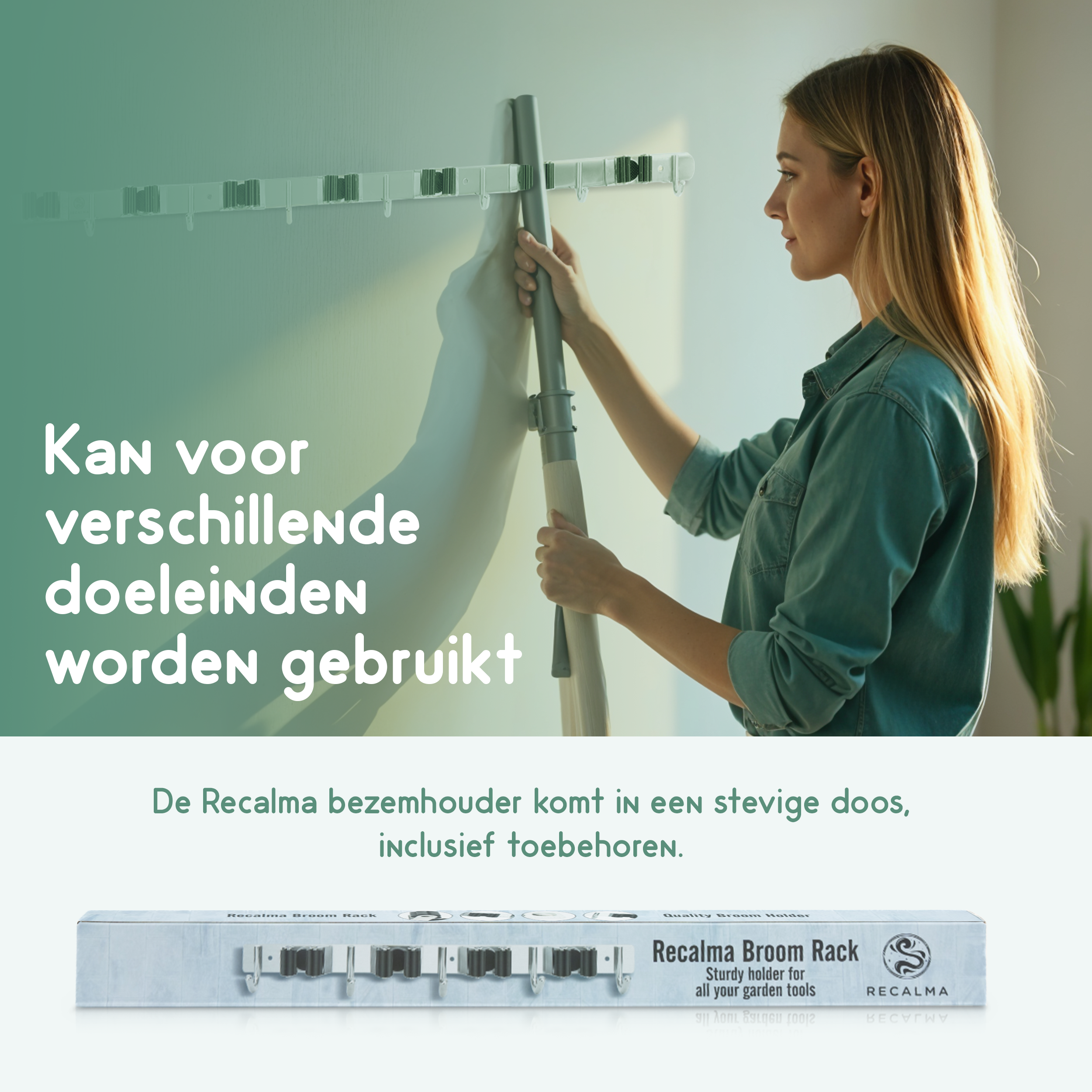 Recalma gereedschap ophangsysteem bezemhouder 6 haken 5 klemmen