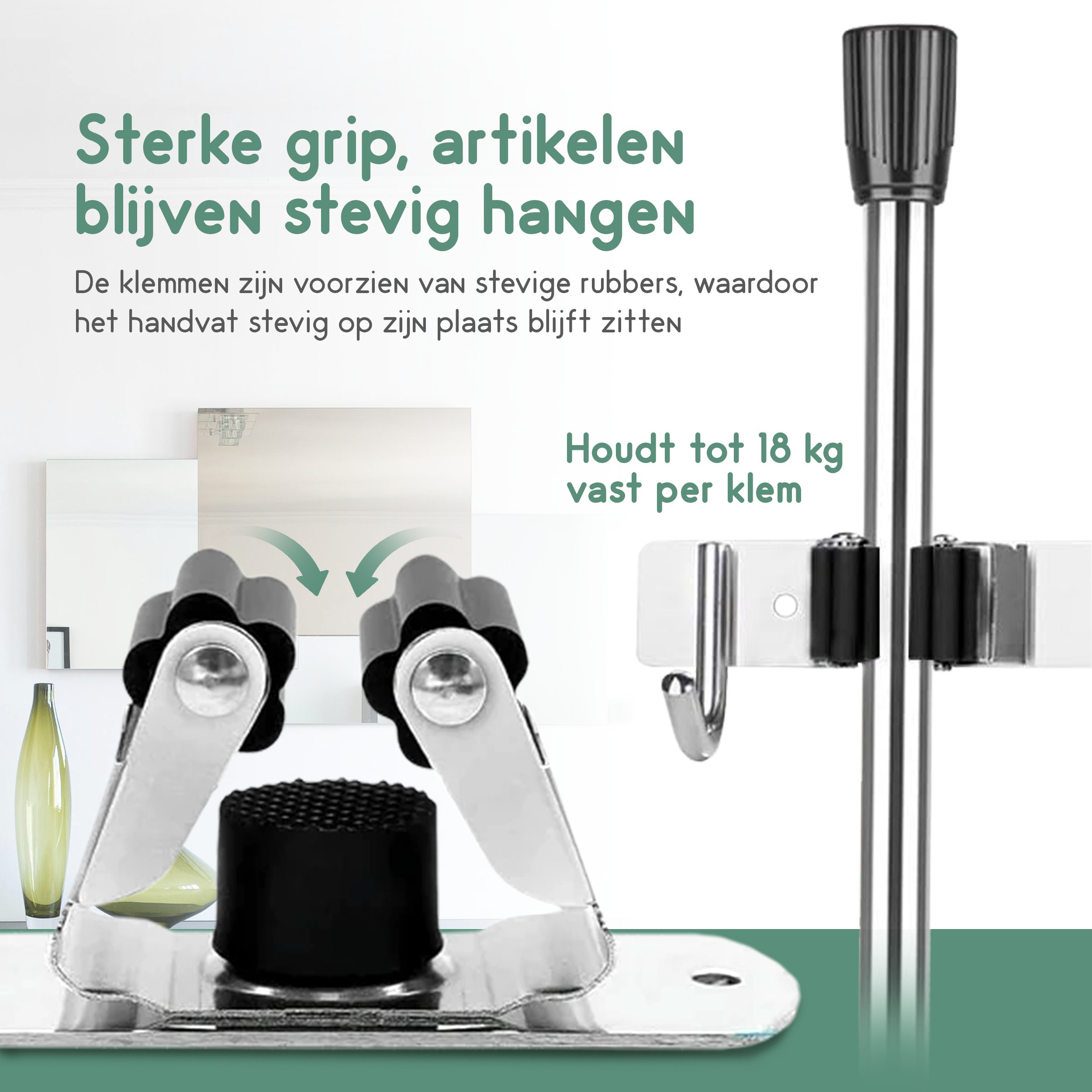Recalma gereedschap ophangsysteem bezemhouder 6 haken 5 klemmen