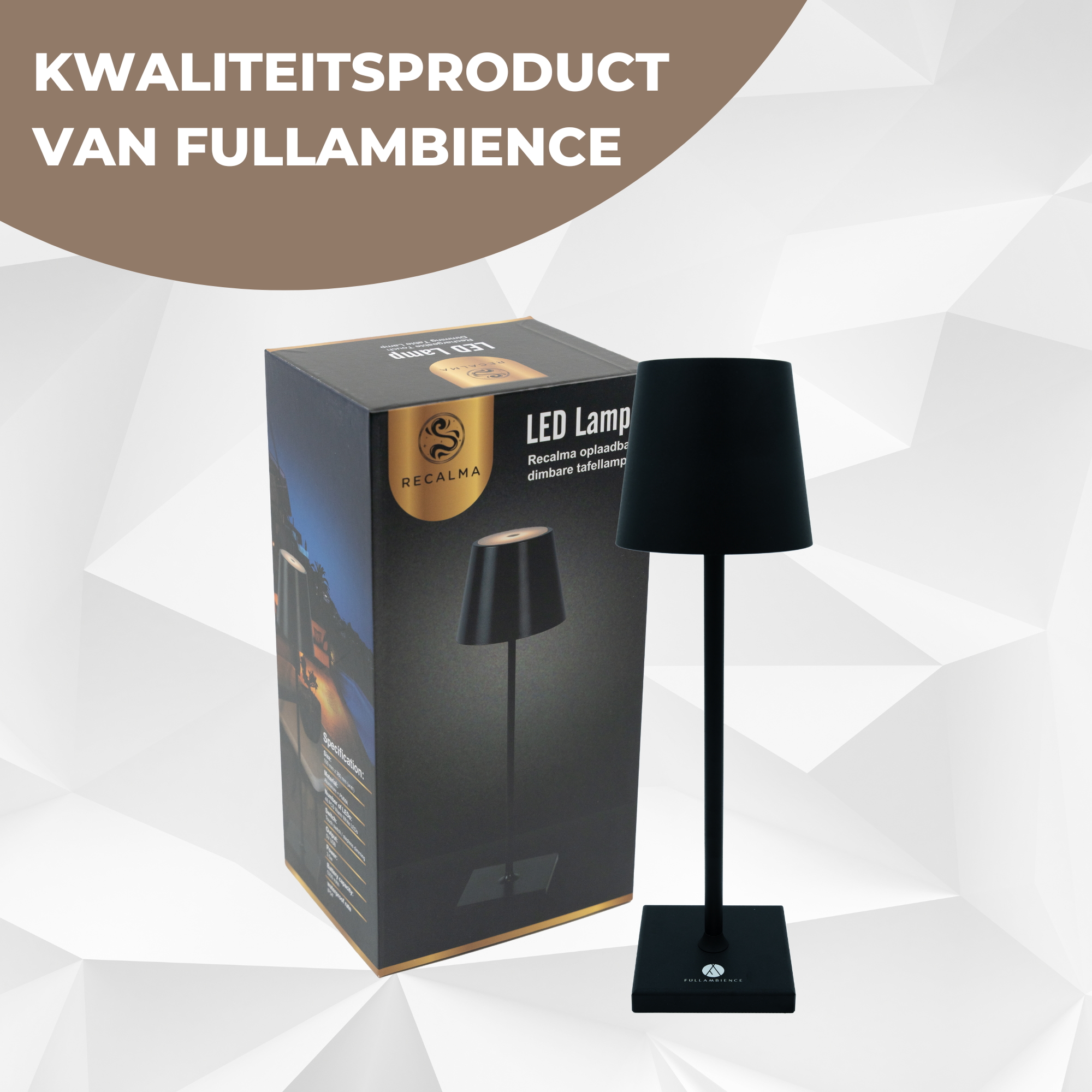 Fullambience Oplaadbare Tafellamp - zwart