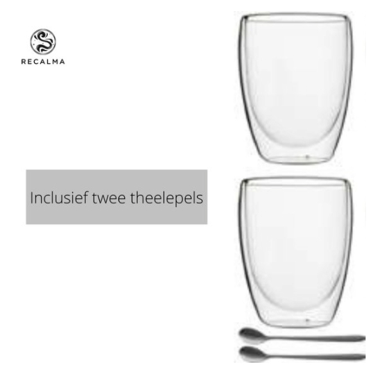 Dubbelwandige glazen | Set van 2 stuks | 350 ml | Recalma
